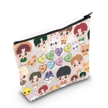 Imagem de LEVLO SKZ Bolsa de Maquiagem Cosmética SKZOO K-POP Presente para Fãs SKZ Cartoon Member Maquiagem Zíper Bolsa Bolsa, SKZ, 0