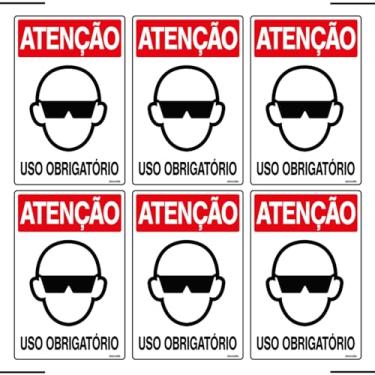 Imagem de Combo 6 Placas De Sinalização Atenção Óculos Uso Obrigatório 20x30 Ekomunike - S-202 F9e