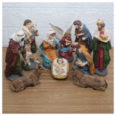 Imagem de Decoração Enfeite Natal Presépio Natalino Resina 10 Peças