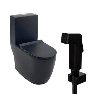 Imagem de Pingoo.casa, Ducha Higiênica Jacuí e Vaso Sanitário Monobloco Amazonita - Preto e Preto
