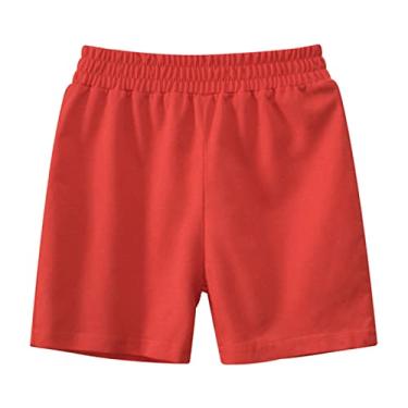 Imagem de BILIKEYU Shorts infantis de verão para meninos cor sólida shorts casuais moda para roupas infantis 5t meninos verão, Vermelho, 6-7 Anos