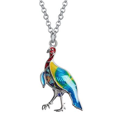 Imagem de RAIDIN Colar de peru fofo de liga de esmalte para mulheres, meninas, pingente de frango, joias, presentes para Natal, acessório de feriado, Medium, Zinco, Sem Pedra Preciosa