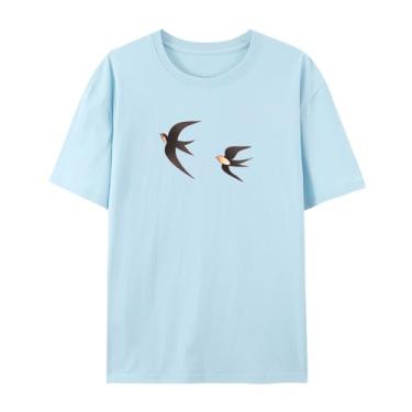 Imagem de BAFlo Camiseta com estampa Swallow para homens e mulheres, Azul bebê, M