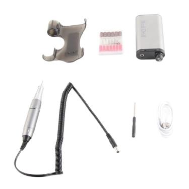 Imagem de Máquina de furar pregos, 35.000 RPM Máquina de moagem de unhas elétrica 4000mAh recarregável Kit de broca de unhas sem fio E-File, Ferramentas de unhas de acrílico portáteis(Cinza)