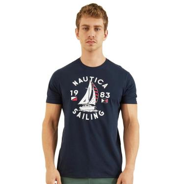 Imagem de Camiseta Nautica Masculina 1983 Sailboat Sailing Azul Marinho-Masculino