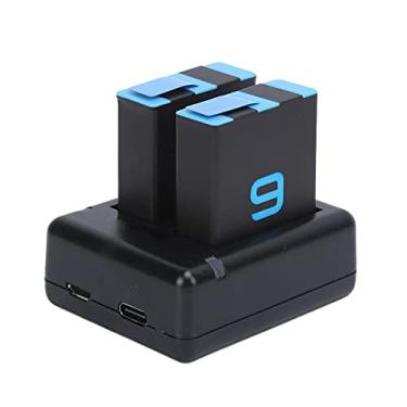 Imagem de Kit carregador de bateria, luz indicadora recarregável para câmera Kit carregador de bateria 1800mAh para câmera GoPro Hero 9 Sports