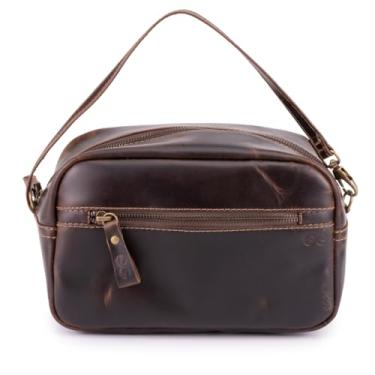 Imagem de Bolsa Mão Necessaire Frasqueira Viagem Trabalho Couro Bovino (Brown)