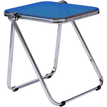 Imagem de Mesa lateral de vidro, mesa lateral pequena, mesa lateral dobrável, mesa de cabeceira, mesa de centro para sala de estar, quarto, berçário, lavanderia, azul