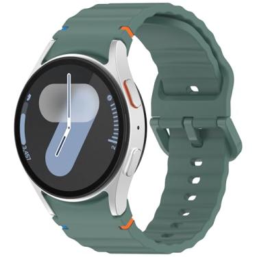 Imagem de Nacorulu Compatível com Samsung Galaxy Watch 7 6 5 4 de 40 mm e 44 mm / Watch 6 4 Classic 43 mm, 47 mm, 42 mm e 46 mm/Watch 5 Pro de 45 mm / Watch FE, pulseira de silicone macio de 20 mm (verde)