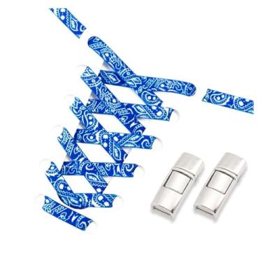 Imagem de Metal Lock Lazy People Shoelace Mix And Match Colors Outdoor Sport Elastic Shoelaces Children Adult Shoe Accessories(Blue1)