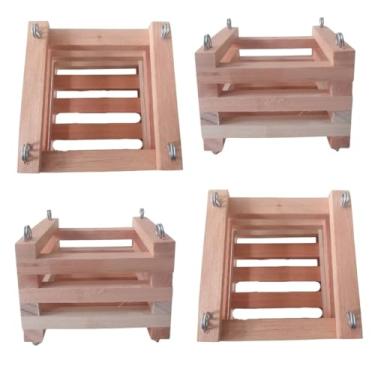 Imagem de Kit 4 Cachepô De Madeira Quadrado P/Orquídeas Plantas Tam P