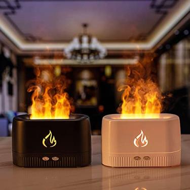 Imagem de [SHAOLONG] Difusor Umidificador de Ambiente Ultrassonico Chama de Fogo Uso com Essência ou Óleo Essencial, Difusor de Aromas Eletrico Usb (Branco)