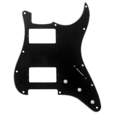 Imagem de Musiclily Pro 11 Furos Escudo HH Pickguard Strato para Guitarra Fender EUA/Mexicana Made Stratocaster Standard Estilo Moderno, 3 Camadas Preto