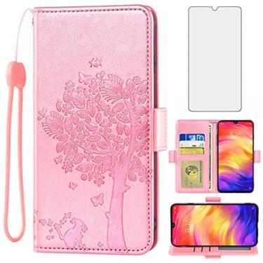 Imagem de Asuwish Capa carteira compatível com Xiaomi Redmi Note 7/7 Pro e protetor de tela de vidro temperado, acessórios para bolsa de pulso, suporte de cartão, capa para celular Redme Note7 Pro 7s feminino