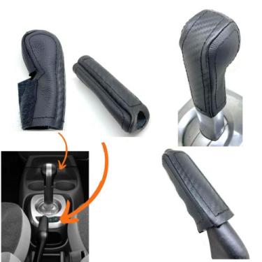 Imagem de Kit Capas Couro Câmbio Autmático Easytronic + Alavanca Freio de Mão Ch