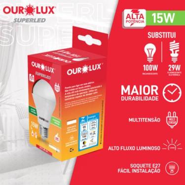 Imagem de Lâmpada Led bulbo 15W Bivolt BR6500K - Ourolux