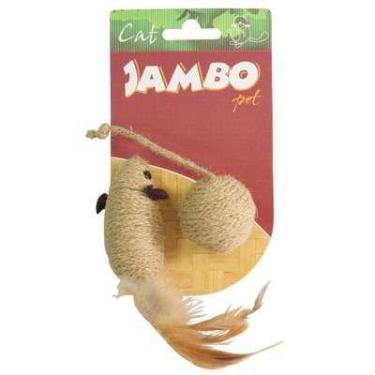 Imagem de Brinquedo Jambo Gatos Natural Rato e Bola Bege - Jambo Pet