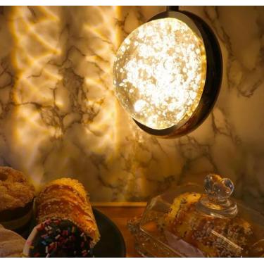 Imagem de Luminária Pendente Cristal Redondo Brilho Dourado Bolha 3 Cores Unitar