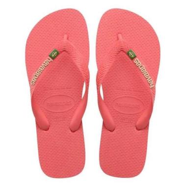 Imagem de Chinelo Havaianas Infantil Kids Bandeira Brasil Logo Menina, Coral tro