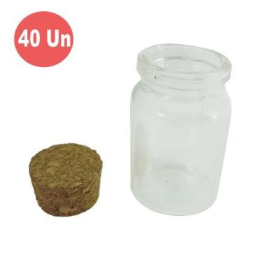 Imagem de Kit de 40 Mini Garrafinhas de Vidro Transparente Redonda 3cm - Aliança