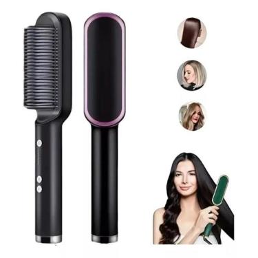 Imagem de Escova Pente Alisador de Cabelo 220V 45W Portátil Preto - Global