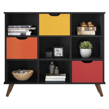 Imagem de Nicho Organizador Retrô 3 Gavetas Preto Colors - Qmovi