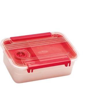 Imagem de Marmita Pote Microondas Bpa Free Válvula Trava Bandeja 800Ml - Nitron,