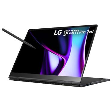 Imagem de Notebook LG gram Pro 2 em 1, 16 polegadas, fino e leve, Intel Evo Edition, processador Intel Core Ultra 7 habilitado para IA, Windows 11 Home, 16 GB de RAM, SSD de 512 GB, tela IPS com toque, preto