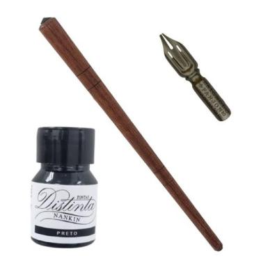 Imagem de Pena Caligrafia De Fio Duplo Série 925 Com 1 Cabo 1 Nanquim - coisasdo