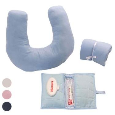 Imagem de Kit Almofada Amamentação + Trocador Portátil + Porta Fralda Cor Lisa -