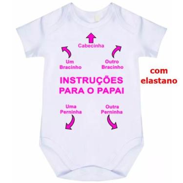 Imagem de body bebê manual de instruções para papai 1416 - nick aloha, Branco, M