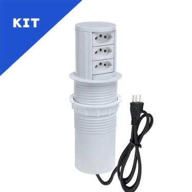 Imagem de Kit Torres De Tomadas Totem Automático 3 Tomadas 20A Branco - CONNECT 