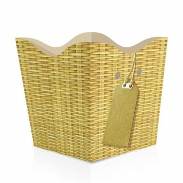 Imagem de Cachepot de Papel Pote 6 PP 7x7x5,5cm Bambu Trançado c/ 10un - KARDOS