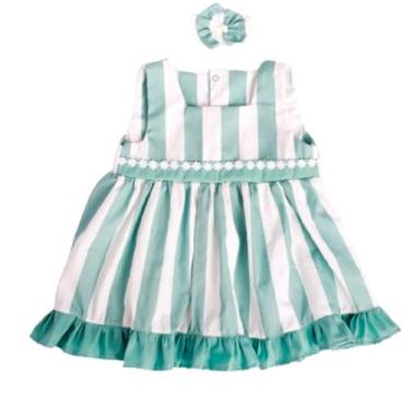 Imagem de Vestido Infantil  Para Bebê Menina Listrado 02 Peças Roupas de Bebê  1