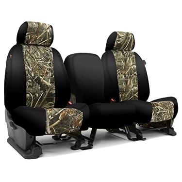 Imagem de Coverking Capa de assento personalizada projetada para modelos Ford selecionados: 1 fileira, tecido Neosupreme, Realtree MAX-5 com lateral preta