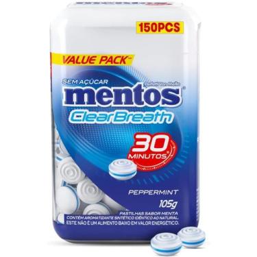 Imagem de Pastilhas Mentos sem açúcar pote com 150 unidades Peppermint
