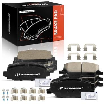 Imagem de A-Premium Conjunto de pastilhas de freio a disco de cerâmica dianteiras e traseiras compatível com modelos selecionados de Jeep da série MP - Bússola 2017 2018 2019 2020 2021 2022, 8 peças