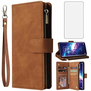 Imagem de Asuwish Compatível com TCL 20 Pro 5G capa carteira protetora de tela de vidro temperado e capa flip de couro suporte suporte acessórios celulares capas de telefone para TCL20Pro G5 TLC 20Pro5G