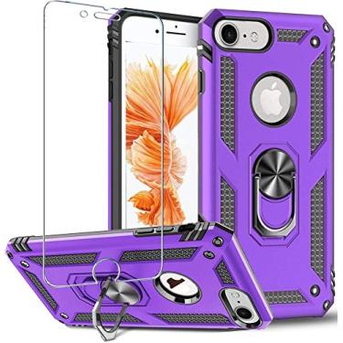 Imagem de Folmeikat Capa para iPhone 8, capa para iPhone 7, iPhone 6s/ 6, protetor de tela, anel de metal giratório de 360 graus, fina, absorção de choque, canto reforçado, capa de silicone TPU macio de 4,7