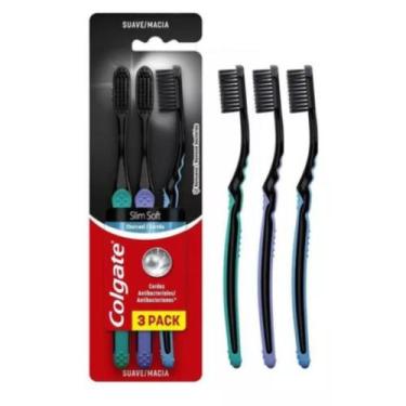 Imagem de Kit com 3 Unidades Escova Colgate Slim Soft Black Macia