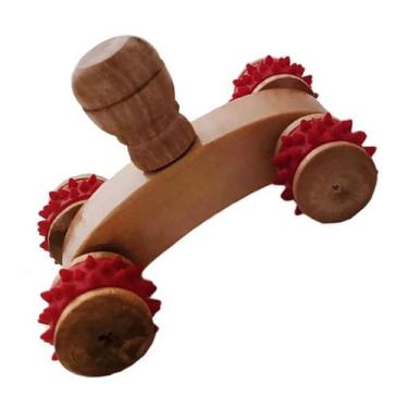 Imagem de Massageador Manual Carrinho De Madeira Com Rodinhas Maderotepia - lecs