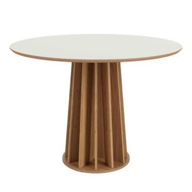 Imagem de Mesa de Jantar Redonda 105cm em MDF Freijó Off White Dalla Costa