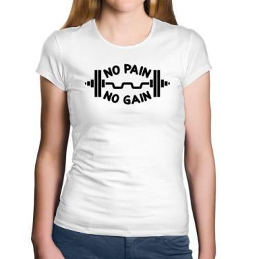 Imagem de Baby Look Algodão No Pain No Gain - Foca na Moda, Branco, GG