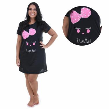 Imagem de Camisola Adulto Feminino Camisão Meia Manga Confortável - Pijamas Prik