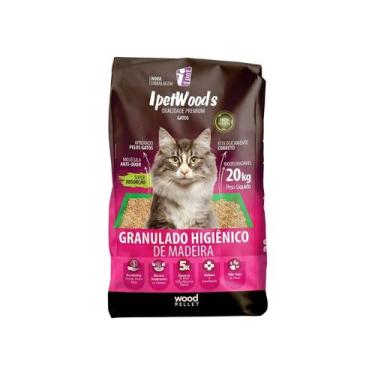 Imagem de Granulado Higiênico De Madeira Ipet Wood S Gatos, 20kg