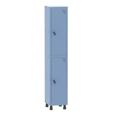 Imagem de Armário Guarda Volume Locker Roupeiro 1 Vão 2 Portas Aço GRF501/2 Azul