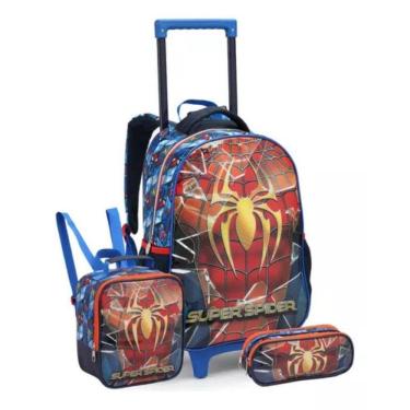 Imagem de Kit Mochila Rodinhas Lancheira Estojo Homem Aranha Start