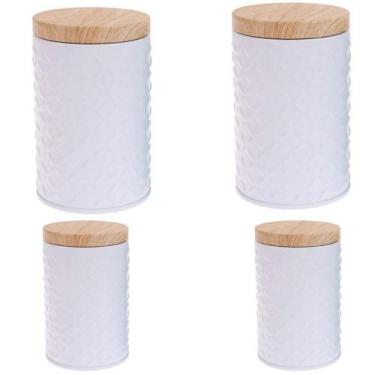 Imagem de Jogo Para Mantimentos Lata Com Relevo Premium 4 Un Branco - Homecook