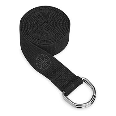 Imagem de Gaiam Yoga Strap 8ft Stretch Band with Adjustable Metal D-Ring Buckle Loop - Exercise & Fitness Stretching for Yoga, Pilates, Physical Therapy, Dance, Gym Workouts (Black)