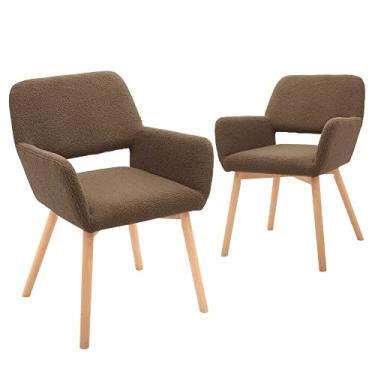 Imagem de CangLong Lazer Moderna Sala de Jantar Poltronas Acentos Convidado Clube com Pernas de Madeira Maciça,